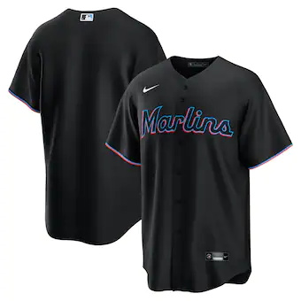 mens nike black miami marlins alternate replica team jersey